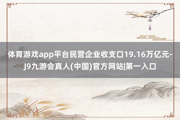 体育游戏app平台民营企业收支口19.16万亿元-J9九游会真人(中国)官方网站|第一入口